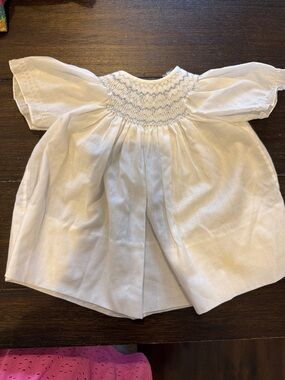 Holt renfrew  Smocked Baby Dress with Blue Accent